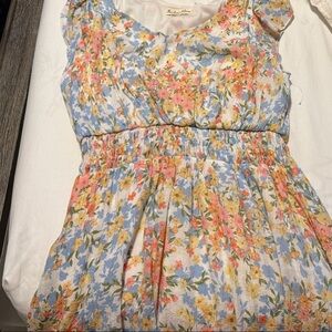 Floral Casual Dress with Blue and Pink Accents